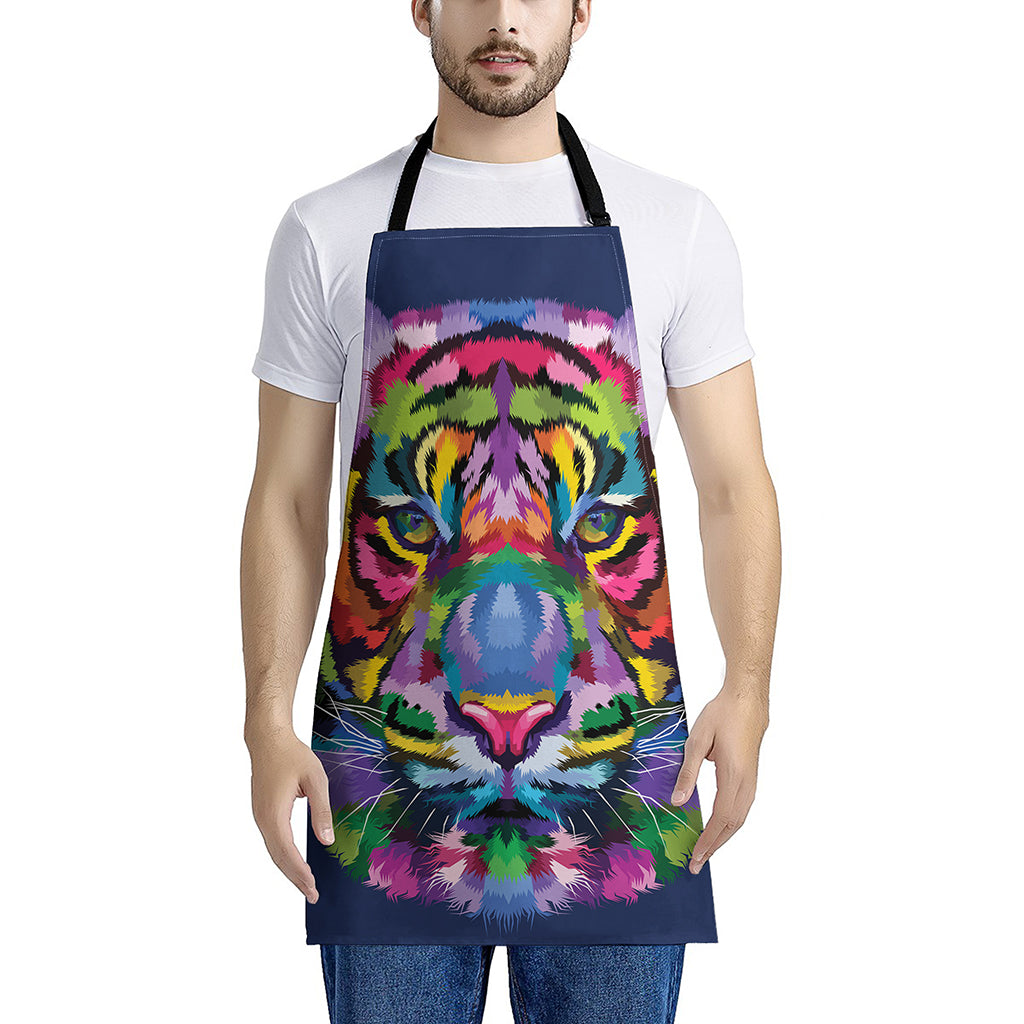 Colorful Tiger Portrait Print Apron