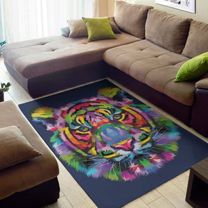 Colorful Tiger Portrait Print Area Rug