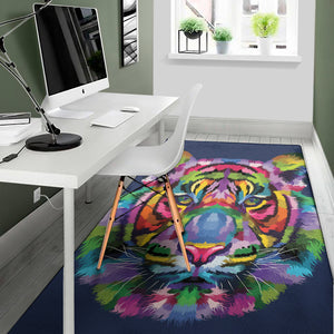 Colorful Tiger Portrait Print Area Rug