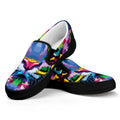 Colorful Tiger Portrait Print Black Slip On Sneakers