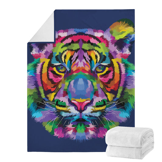 Colorful Tiger Portrait Print Blanket
