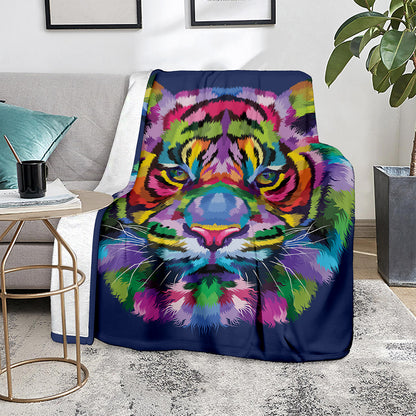 Colorful Tiger Portrait Print Blanket