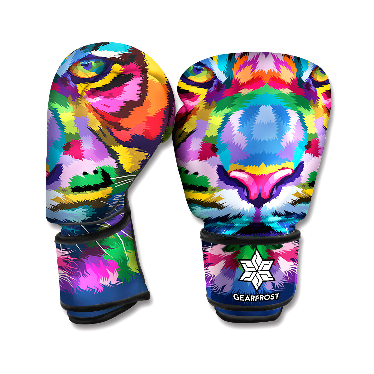 Colorful Tiger Portrait Print Boxing Gloves