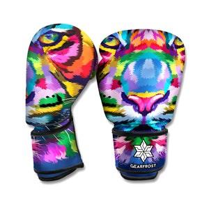 Colorful Tiger Portrait Print Boxing Gloves