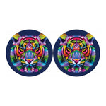 Colorful Tiger Portrait Print Car Coasters