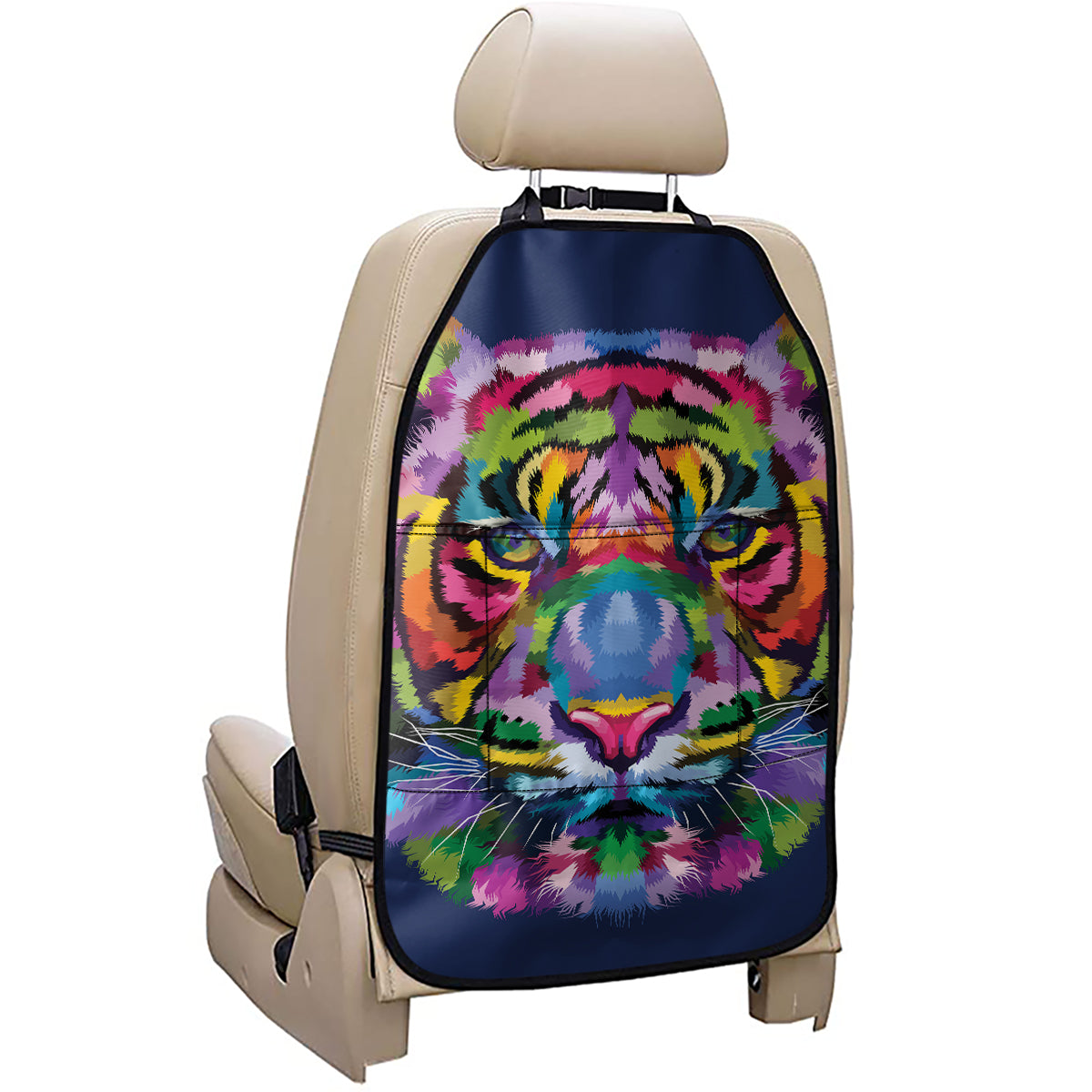 Colorful Tiger Portrait Print Car Seat Organizers