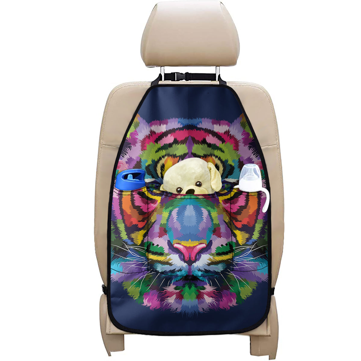 Colorful Tiger Portrait Print Car Seat Organizers