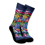 Colorful Tiger Portrait Print Crew Socks