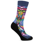 Colorful Tiger Portrait Print Crew Socks