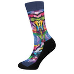 Colorful Tiger Portrait Print Crew Socks