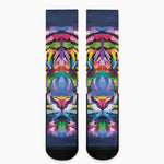Colorful Tiger Portrait Print Crew Socks