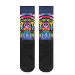 Colorful Tiger Portrait Print Crew Socks