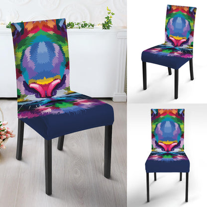 Colorful Tiger Portrait Print Dining Chair Slipcover