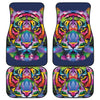 Colorful Tiger Portrait Print Front and Back Car Floor Mats