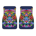 Colorful Tiger Portrait Print Front Car Floor Mats