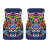 Colorful Tiger Portrait Print Front Car Floor Mats