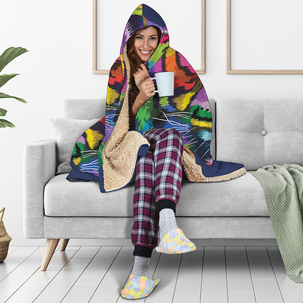 Colorful Tiger Portrait Print Hooded Blanket