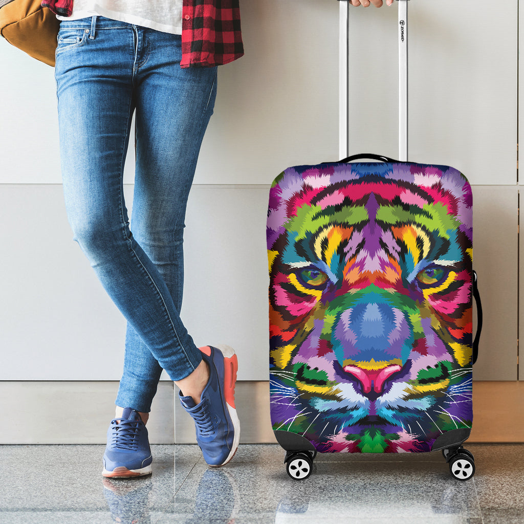 Colorful Tiger Portrait Print Luggage Cover