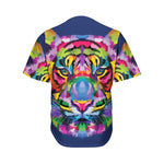 Colorful Tiger Portrait Print Men's Baseball Jersey