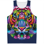Colorful Tiger Portrait Print Men's Tank Top