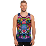 Colorful Tiger Portrait Print Men's Tank Top