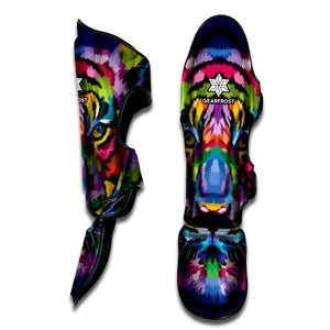 Colorful Tiger Portrait Print Muay Thai Shin Guard