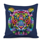 Colorful Tiger Portrait Print Pillow Cover