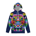 Colorful Tiger Portrait Print Pullover Hoodie