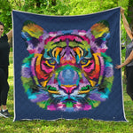 Colorful Tiger Portrait Print Quilt