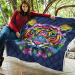 Colorful Tiger Portrait Print Quilt
