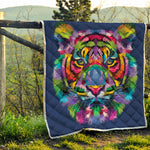 Colorful Tiger Portrait Print Quilt