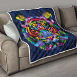 Colorful Tiger Portrait Print Quilt