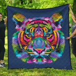 Colorful Tiger Portrait Print Quilt