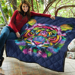 Colorful Tiger Portrait Print Quilt