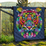 Colorful Tiger Portrait Print Quilt