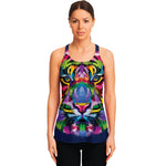 Colorful Tiger Portrait Print Women's Racerback Tank Top