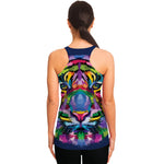 Colorful Tiger Portrait Print Women's Racerback Tank Top