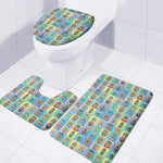 Colorful Tiki Pattern Print 3 Piece Bath Mat Set