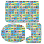 Colorful Tiki Pattern Print 3 Piece Bath Mat Set