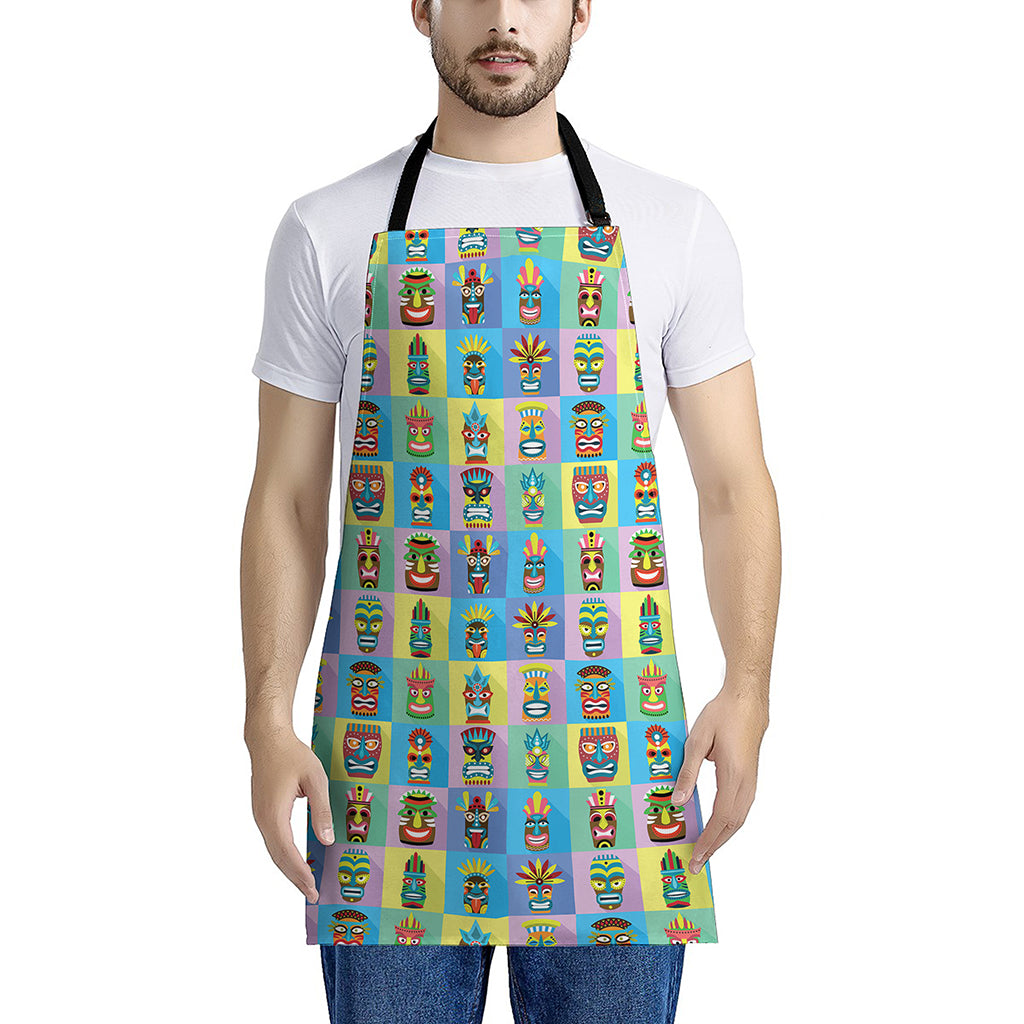 Colorful Tiki Pattern Print Apron