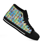 Colorful Tiki Pattern Print Black High Top Shoes