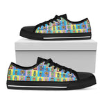 Colorful Tiki Pattern Print Black Low Top Shoes