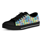 Colorful Tiki Pattern Print Black Low Top Shoes