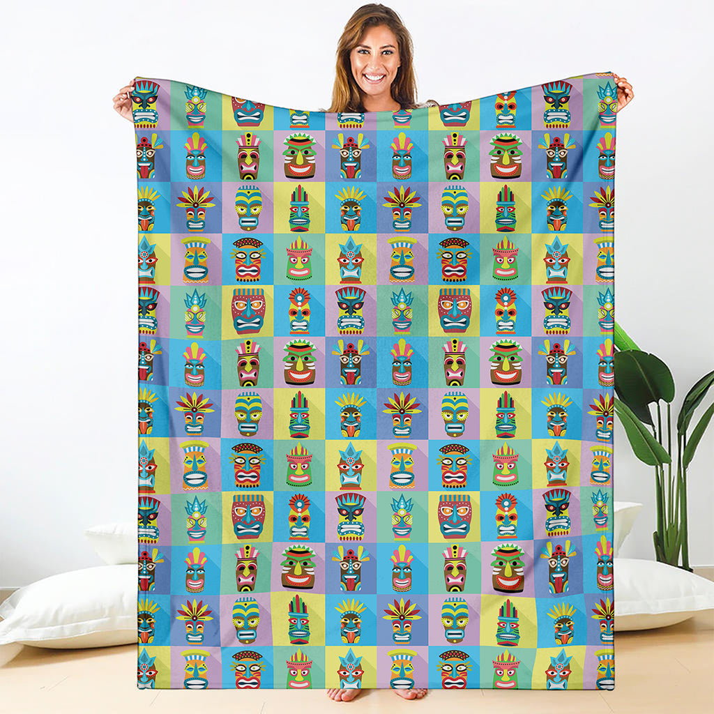 Colorful Tiki Pattern Print Blanket
