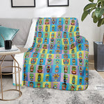 Colorful Tiki Pattern Print Blanket