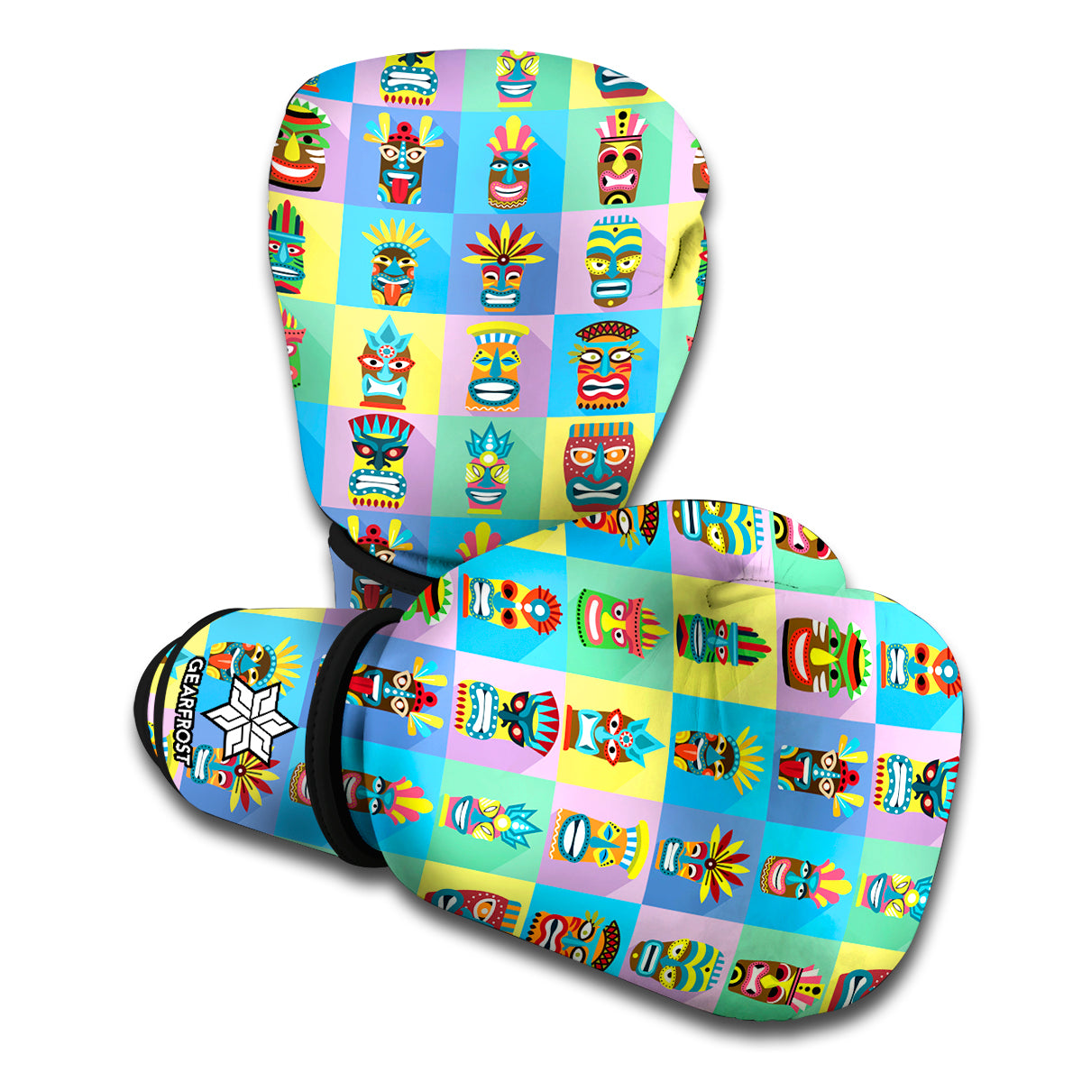 Colorful Tiki Pattern Print Boxing Gloves
