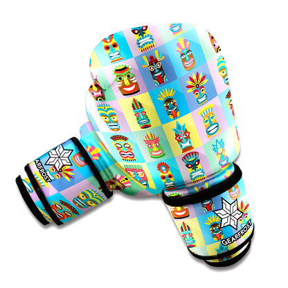 Colorful Tiki Pattern Print Boxing Gloves