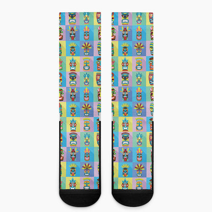 Colorful Tiki Pattern Print Crew Socks