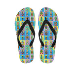Colorful Tiki Pattern Print Flip Flops