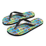 Colorful Tiki Pattern Print Flip Flops